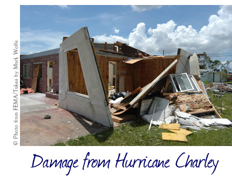Hurricane damage from Charley
